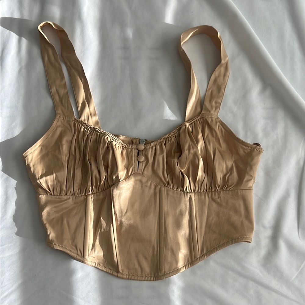 Zara Beige Satin Bustier Top